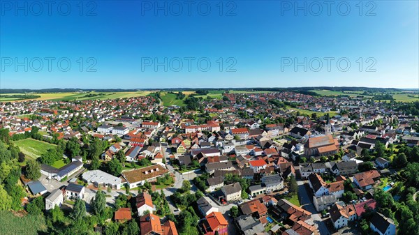 Aerial view of Frontenhausen a market in the Lower Bavarian district of Dingolfing-Landau