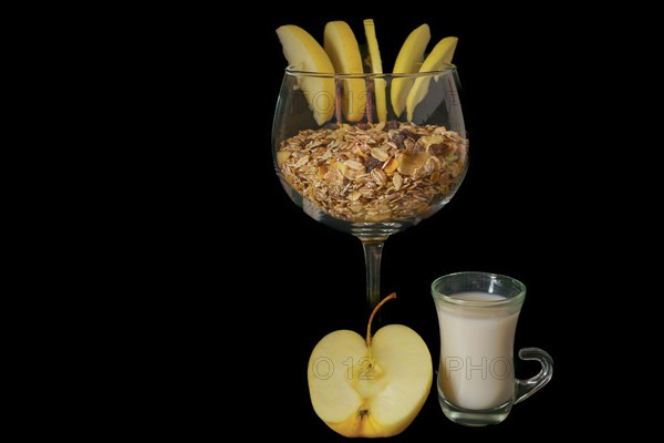 Glass cup with muesli