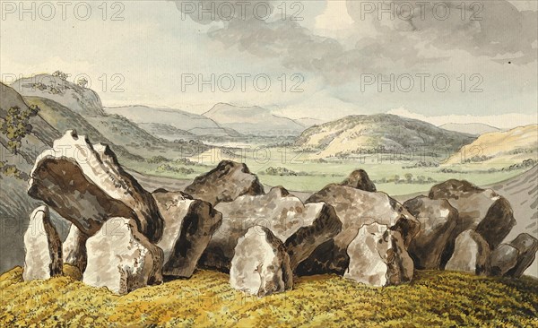 A prehistoric stone circle on a hill