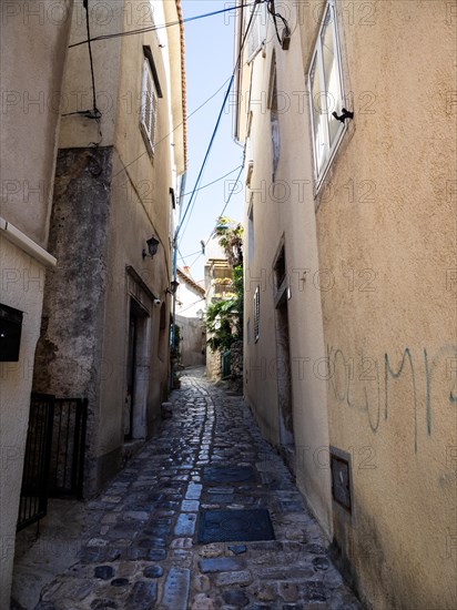 Mediterranean old town with old alleys and houses in the morning