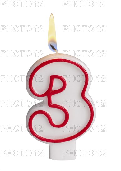 Number Three Birthday Candle