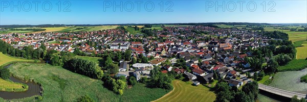 Aerial view of Frontenhausen a market in the Lower Bavarian district of Dingolfing-Landau