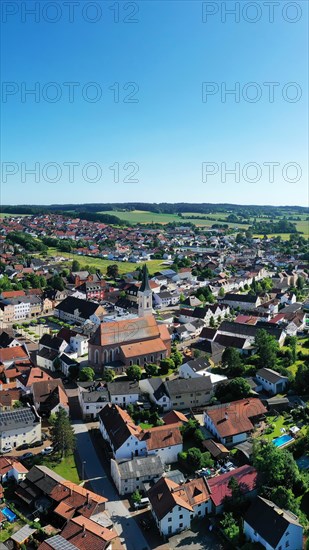 Aerial view of Frontenhausen a market in the Lower Bavarian district of Dingolfing-Landau