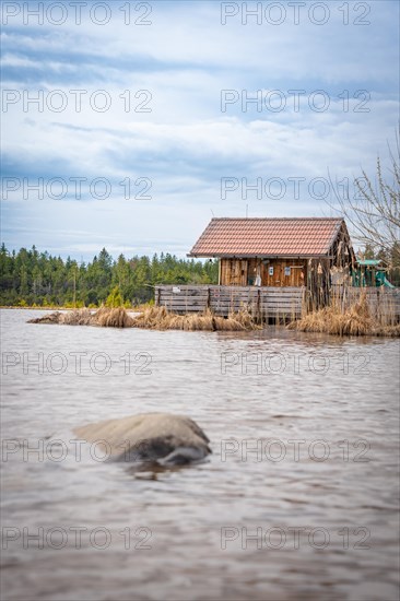 Fishing cottage on lake