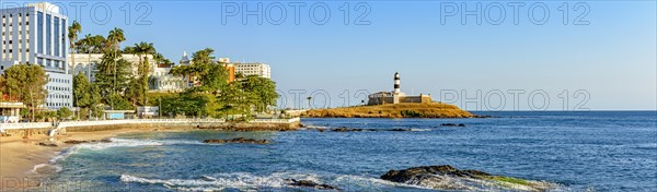 Panoramic image during the afternoon of the Barra lighthouse