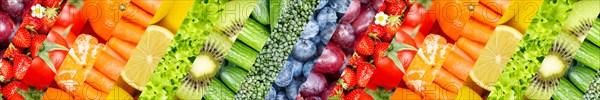 Fruit and vegetables background fresh fruit berries fruit as banner collage in Stuttgart