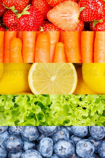 Fruit and vegetables background fresh fruit berries fruit as collage in Stuttgart