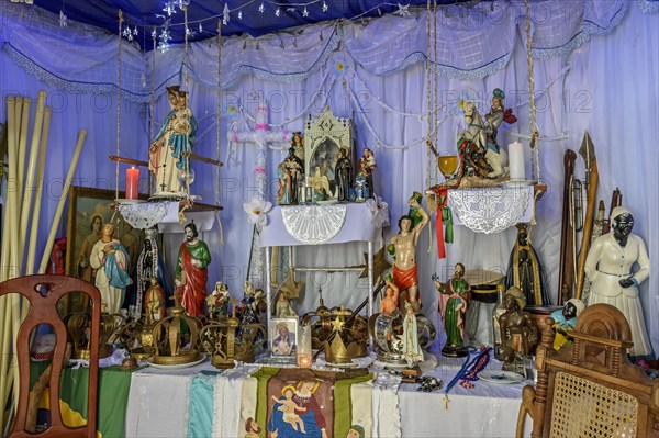 Brazilian religious altar mixing elements of umbanda