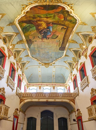 Church of Sao Pedro dos Clerigos created in the 18th century with its neoclassical style interior painted in gold in the Pelourinho district of Salvador