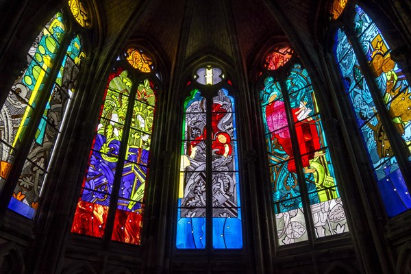 Modern stained glass windows in the Nevers Cathedral