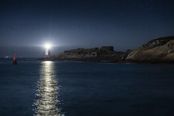 View of the lighthouse on the coast to the Celtic Sea in Le Conquet