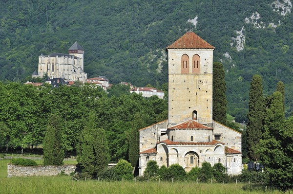 The basilica Saint-Just de Valcabrere in Romanesque style and the Saint-Bertrand-de-Comminges Cathedral at Comminges