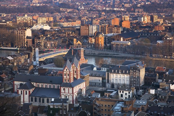 View over the city Liege and the St. Bartholomew's Church
