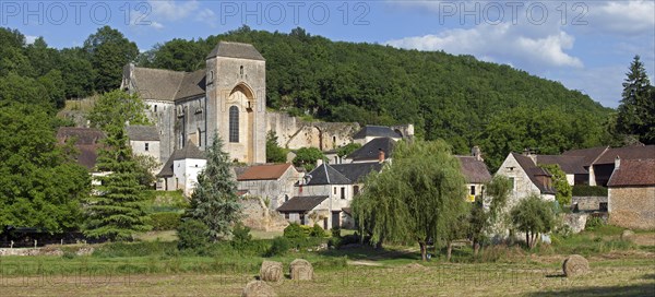 The medieval village Saint-Amand-de-Coly with its fortified Romanesque abbey church