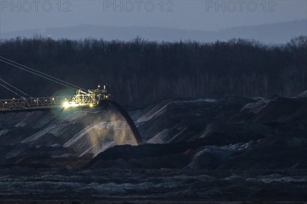 Overburden being transported in the Welzow opencast mine in Neupetershain