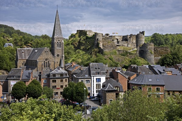 The castle and church of La Roche-en-Ardenne