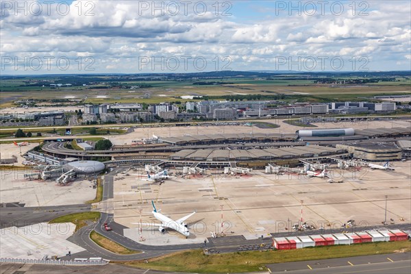 Aerial view of Terminal 2 of Paris Charles de Gaulle