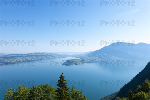 Aerial View over Lake Lucerne and Mountain in Burgenstock
