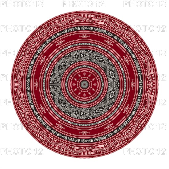 Tunisian embroidery inspired round design element