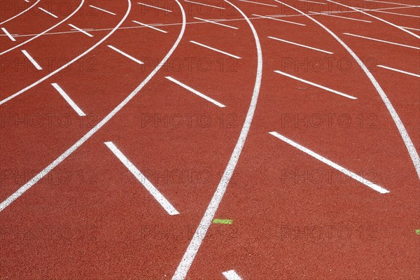 Lines on a tartan track sports field