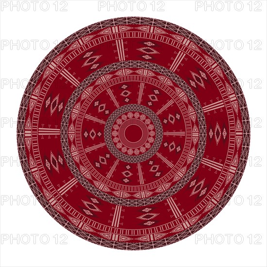 Tunisian embroidery inspired round design element