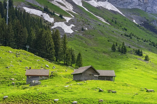 Mountain panorama at the foot of the Saentis on the Schwaegalp