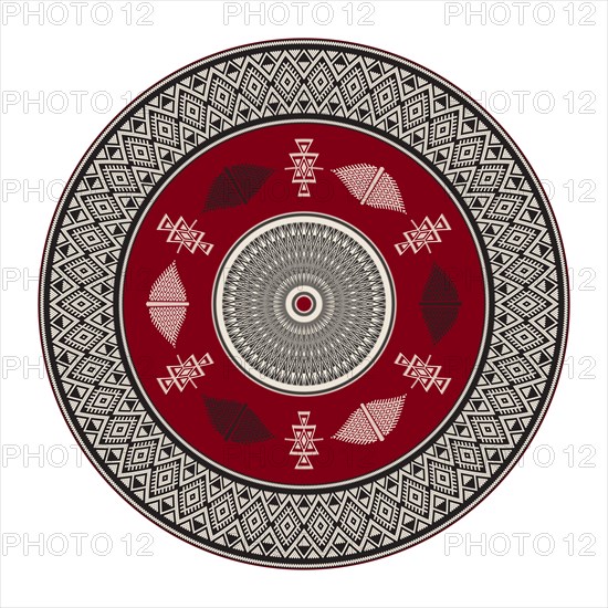 Tunisian embroidery inspired round design element