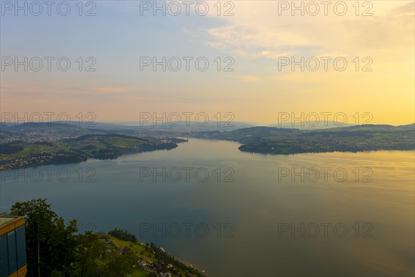 Aerial View over Lake Lucerne and Mountain in Burgenstock