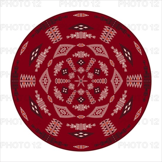 Tunisian embroidery inspired round design element
