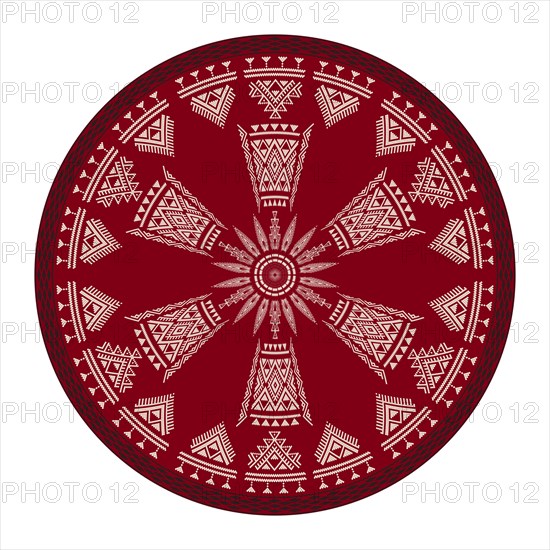 Tunisian embroidery inspired round design element