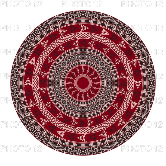 Tunisian embroidery inspired round design element