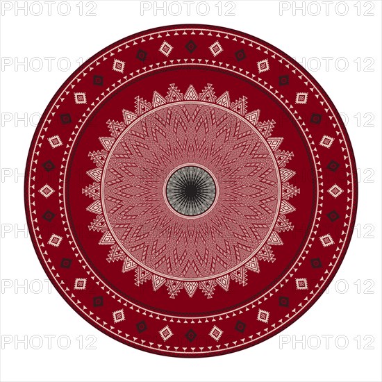 Tunisian embroidery inspired round design element