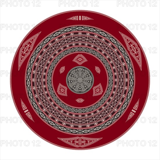 Tunisian embroidery inspired round design element