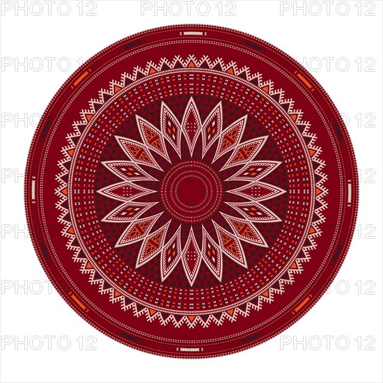Tunisian embroidery inspired round design element
