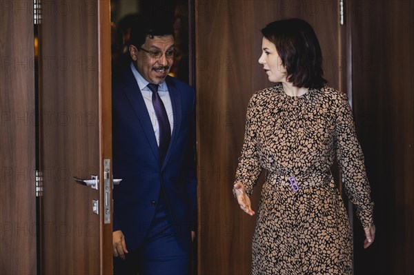 (R-L) Annalena Baerbock (Buendnis 90 Die Gruenen), Federal Minister of Foreign Affairs, and Ahmed