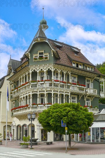 The department stores' in the typical spa architecture style in the centre of Sankt Blasien