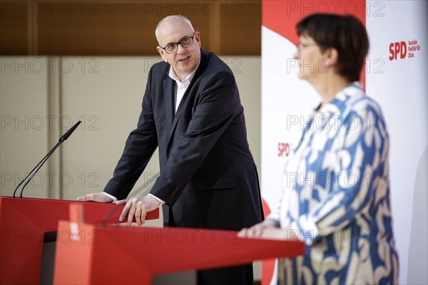 (R-L) Press conference with Saskia Esken, SPD chairperson, and Andreas Bovenschulte, top candidate