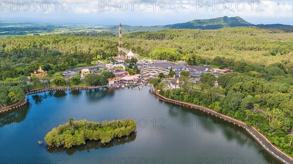 Aerial view of holy lake Ganga Talao of Hindu religion