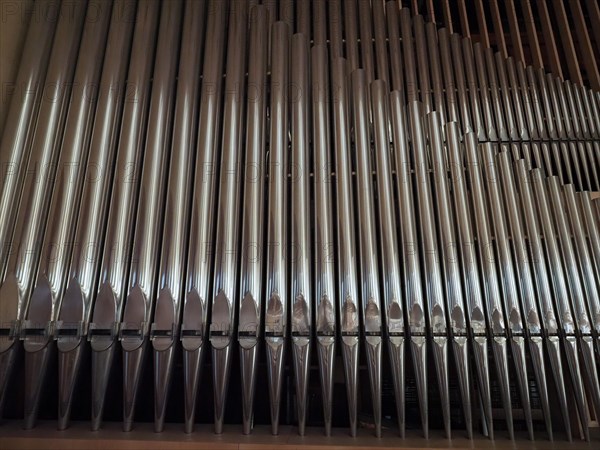 Large church pipe organ keyboard music instrument