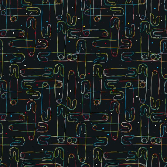 Safety pins seamless pattern in color