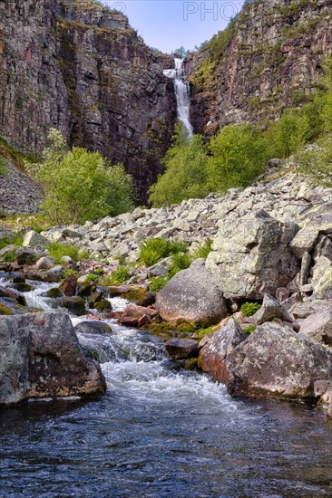 The Njupeskaer waterfall in Fulufjaellet National Park