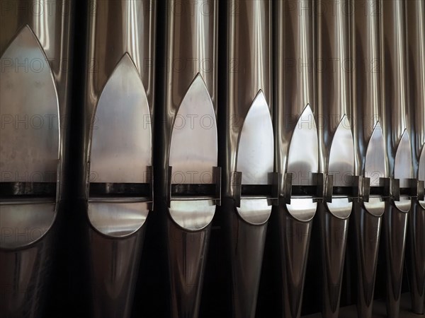 Large church pipe organ keyboard music instrument
