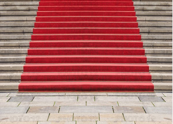 Red carpet on stairway