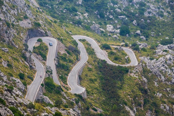 View of the winding road to the mountains