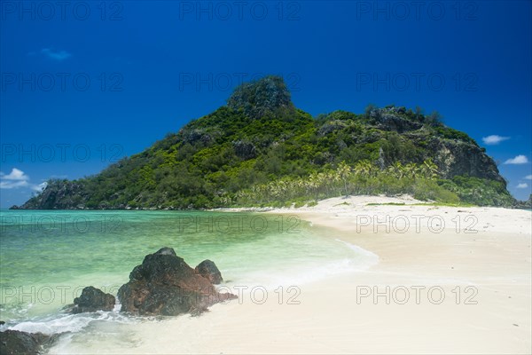 Beautiful white sand beach on Monuriki or Cast away island