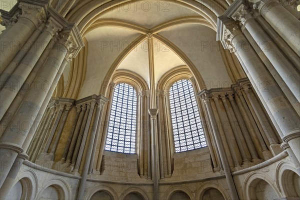 Vezelay labelled les Plus Beaux Villages de France. Architectural details of the nave of Basilica St Mary Magdalene.Unesco World heritage. Morvan regional natural park. Via Lemovicensis way to Santiag...