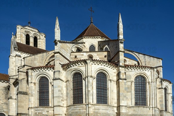 Vezelay labelled les Plus Beaux Villages de France. The chevet and the chapels of basilica St Mary Magdalene. Unesco World heritage. Morvan regional natural park. Via Lemovicensis way to Santiago de C...