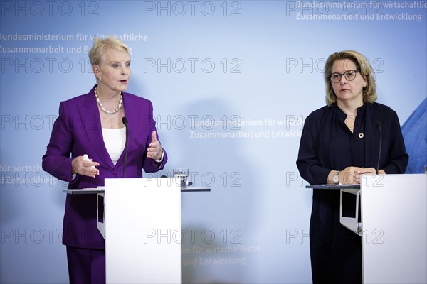 (R-L) Svenja Schulze, Federal Minister for Economic Cooperation and Development, and Cindy McCain,