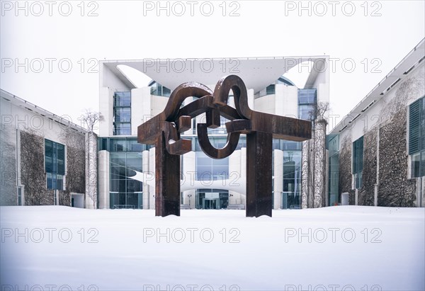 Federal Chancellery in winter in Berlin