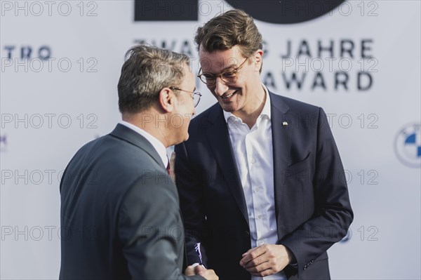 (R-L) Hendrik Wuest, CDU, Minister President of North Rhine-Westphalia, and Xavier Bettel, Prime